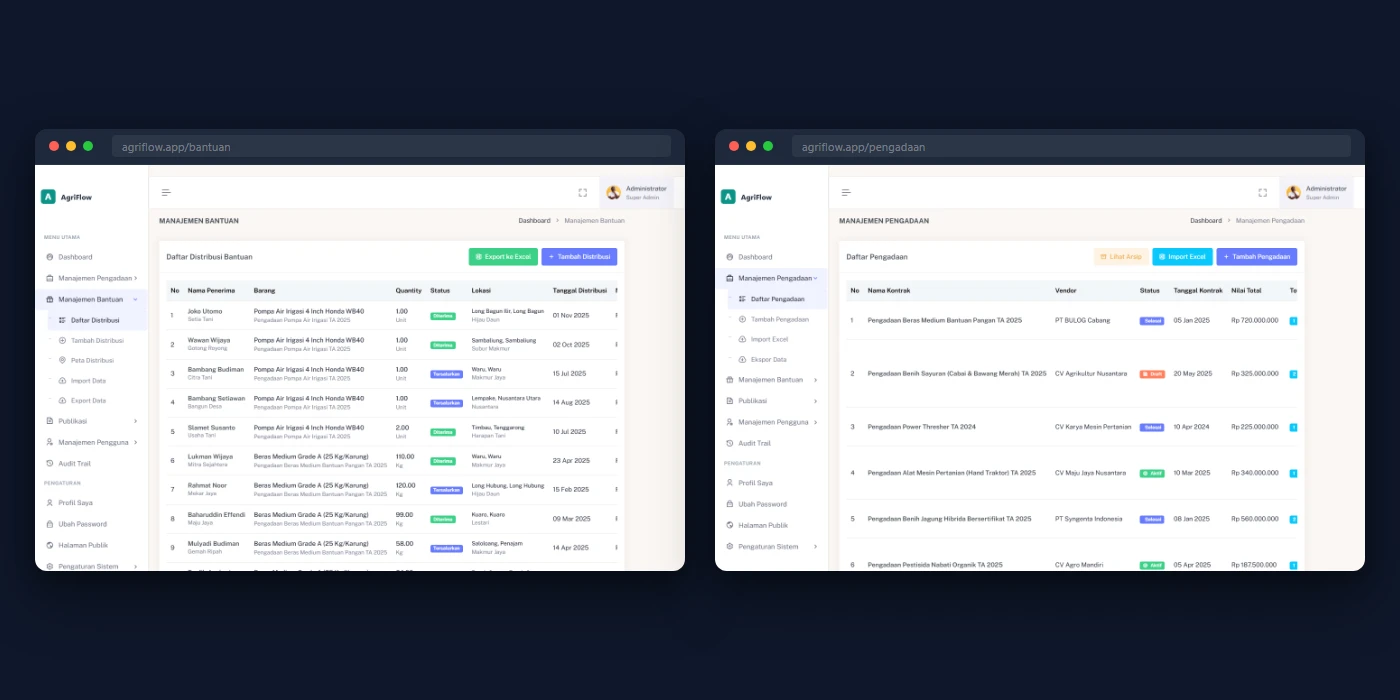 Agricultural Aid Management Platform - Screenshot 1