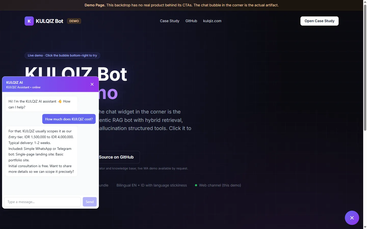 Chatbot AI Customer Support WhatsApp: Tangkapan Layar 2
