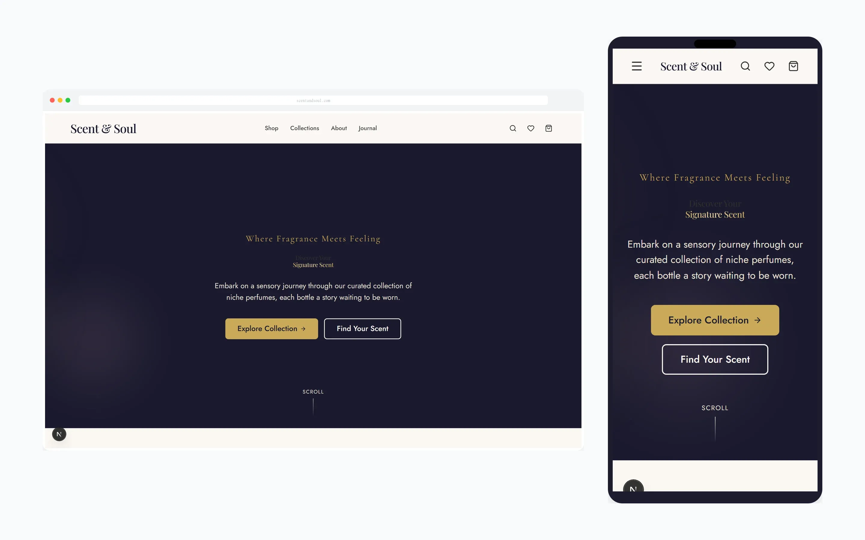 Screenshot of Scent & Soul project